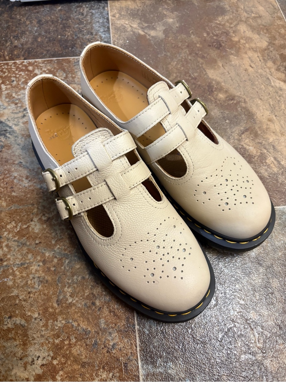 Dr. Martens Cream Double-Strap Mary Jane Shoes